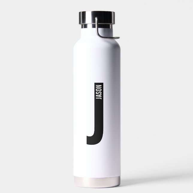 Bouteille D'eau Monogramme et nom personnalisés modernes (Gauche)