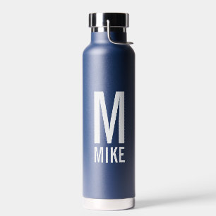Bouteille D'eau Monogramme et nom personnalisés modernes