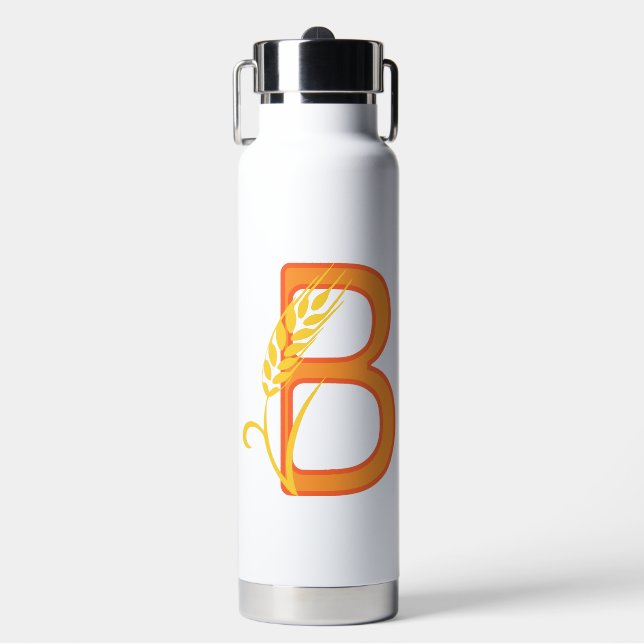 Bouteille D'eau monogramme floral B lettre majuscule (Salle de sport)