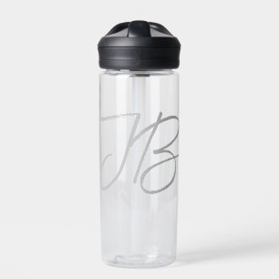 Bouteille D'eau Monogramme Gris Blanc Clou Calligraphie Script