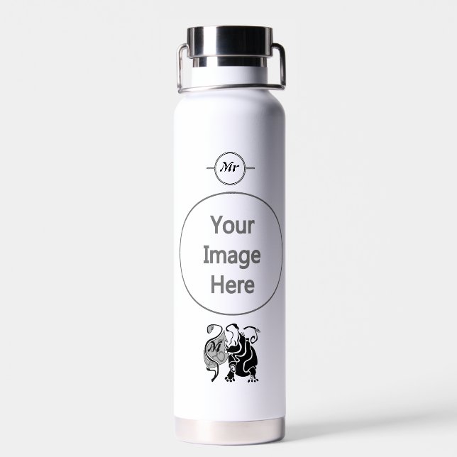 Bouteille D'eau Monogramme Hippo en colère (Arrière)