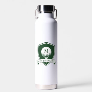 Bouteille D'eau Monogramme Initial de Nom en Vert Foncé et Blanc M