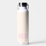Bouteille D'eau Monogramme initial minimaliste moderne<br><div class="desc">Bouteille d'eau Monogramme moderne bleu marine minimaliste. Créez votre propre bouteille d'eau personnalisée avec un nom initial personnalisé.</div>