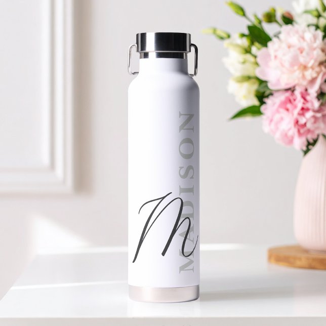 Bouteille D'eau Monogramme Initial Minimaliste Moderne (Créateur téléchargé)