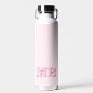 Bouteille D'eau Monogramme initial minimaliste rose moderne