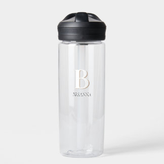 Bouteille D'eau Monogramme Initial Moderne Minimaliste Beige
