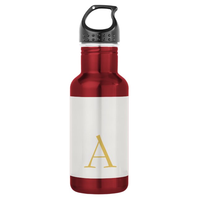 Bouteille D'eau Monogramme initial professionnel couleur or et pas (Devant)