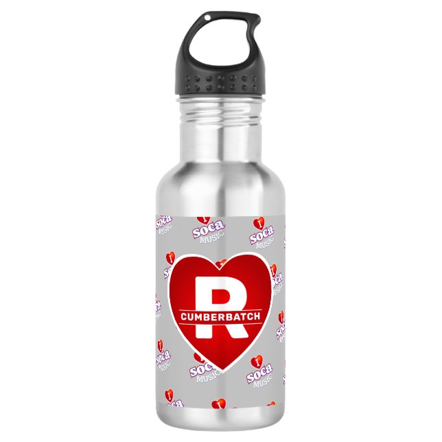 Bouteille D'eau MONOGRAMME J'AIME SOCA en GRIS (Devant)