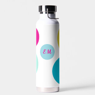 Bouteille D'eau Monogramme minimaliste Aqua, rose et bleu vert