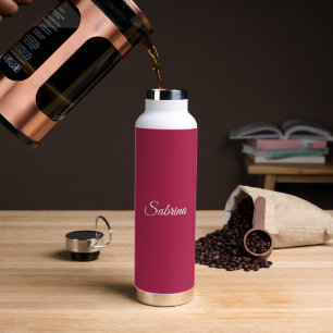 Bouteille D'eau Monogramme minimaliste rose cerise rose