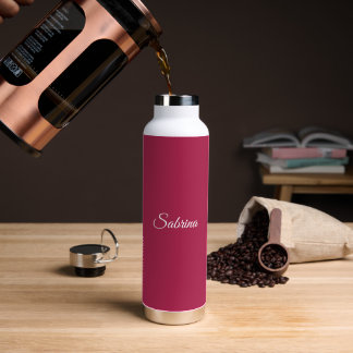 Bouteille D'eau Monogramme minimaliste rose cerise rose