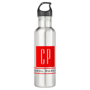 Bouteille D'eau Monogramme moderne Professional Plain Nom simple