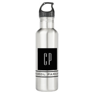 Bouteille D'eau Monogramme moderne Professional Plain Nom simple