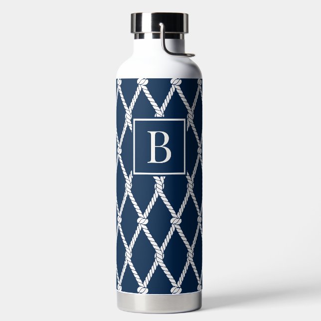 Bouteille D'eau Monogramme Nautical Préparatoire Côté - Navy & Bla (Droite)