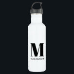 Bouteille D'eau Monogramme Nom initial Simple<br><div class="desc">La typographie moderne minimaliste monogramme design de nom initial qui peut être modifié pour personnaliser.</div>