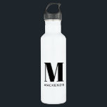 Bouteille D'eau Monogramme Nom initial Simple<br><div class="desc">La typographie moderne minimaliste monogramme design de nom initial qui peut être modifié pour personnaliser.</div>