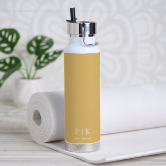 Bouteille D'eau Monogramme Nom Personnalisé Jaune
