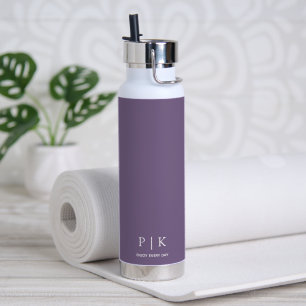 Bouteille D'eau Monogramme Nom Personnalisé Violet
