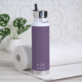 Bouteille D'eau Monogramme Nom Personnalisé Violet