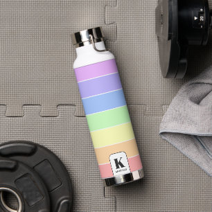 Bouteille D'eau Monogramme Pastel Arc-en-ciel Grandes couleurs Mod