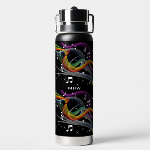 Bouteille D'eau Monogramme personnalisé d'illustration de musique