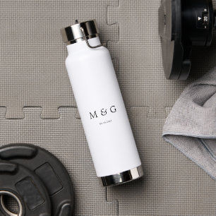 Bouteille D'eau Monogramme personnalisé et symbole de date d'amour