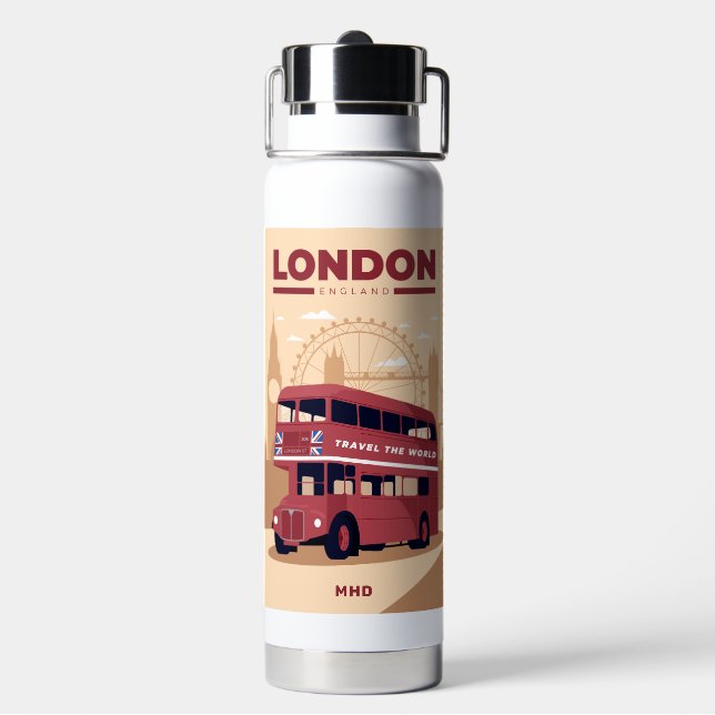 Bouteille D'eau Monogramme personnalisé LONDRES (Arrière)