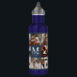 Bouteille D'eau Monogramme personnalisé moderne & Collage photo bl<br><div class="desc">Ce 12 Photo Collage Famille moderne Bouteille d'eau personnalisée est la façon parfaite de transformer vos photos de famille préférées en un gardien mignon et tendance. Avec un design simple, moderne et élégant Monogram, il est entièrement personnalisable pour s'adapter à votre style. Idéal pour faire un don à l’occasion de...</div>