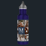 Bouteille D'eau Monogramme personnalisé moderne & Collage photo bl<br><div class="desc">Ce 12 Photo Collage Famille moderne Bouteille d'eau personnalisée est la façon parfaite de transformer vos photos de famille préférées en un gardien mignon et tendance. Avec un design simple, moderne et élégant Monogram, il est entièrement personnalisable pour s'adapter à votre style. Idéal pour faire un don à l’occasion de...</div>