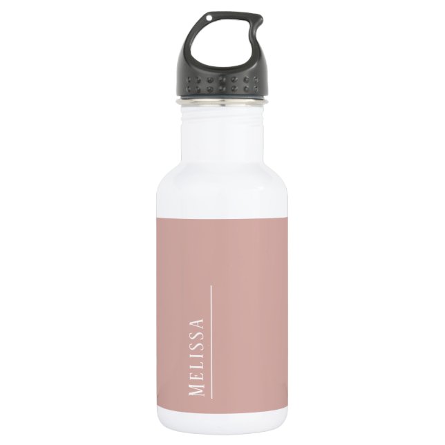 Bouteille D'eau monogramme personnalisé, rose vif moderne (Devant)