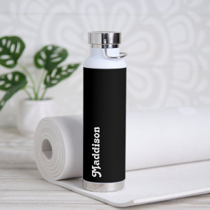 Bouteille D'eau monogramme personnalisé, typographie rétro noire