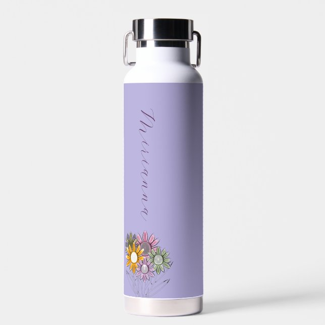 Bouteille D'eau Monogramme Printemps en action marguerite Florales (Avant)