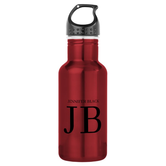 Bouteille D'eau Monogramme Professionnel Noir Blanc (Devant)