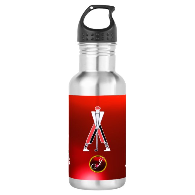BOUTEILLE D'EAU MONOGRAMME RUBIS ROUGE PROFESSEUR DE GOLF (Devant)