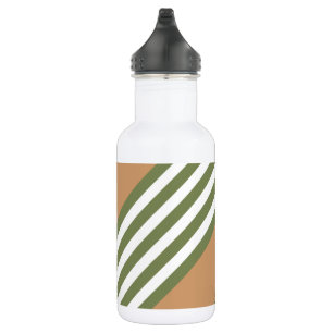 Bouteille D'eau Motif à cinq bandes vert olive et blanc avec bronz