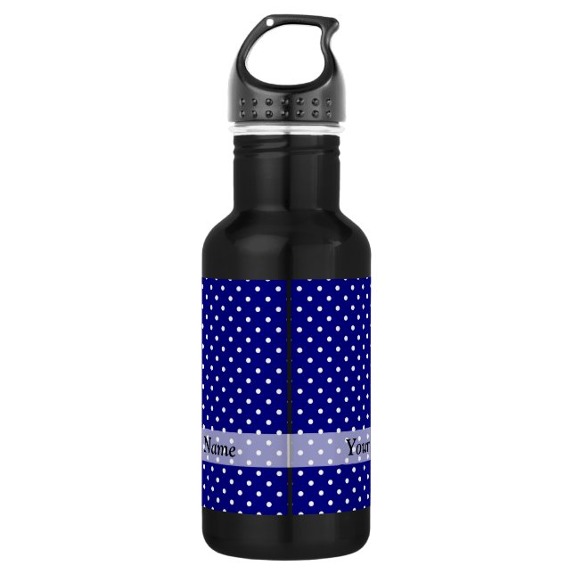 Bouteille D'eau Motif à pois bleu marine (Devant)