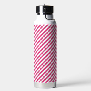 Bouteille D'eau Motif à rayures roses et blanches diagonales