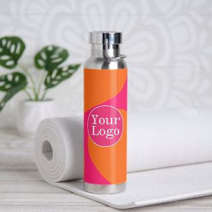Bouteille D'eau Motif Abstrait rose et orange avec logo Wat