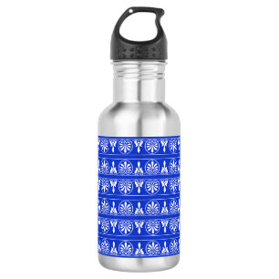 Bouteille D'eau Motif arabe grec méditerranéen bleu