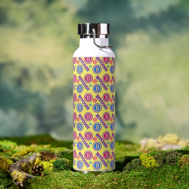 Bouteille D'eau Motif Bitcoin coloré (Extérieur)