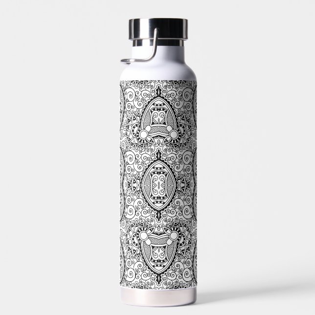 Bouteille D'eau Motif blanc noir mignon (Plage)
