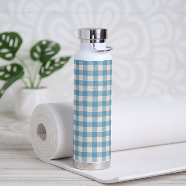 Bouteille D'eau Motif bleu et blanc En vichy (Yoga)