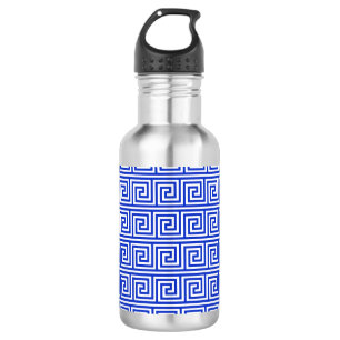 Bouteille D'eau Motif Carrés Clé Méandre Grec Bleu