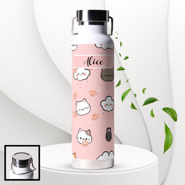 Bouteille d'eau motif chat mignon Retour à l'école (Cute cat pattern Back To School Water Bottle)