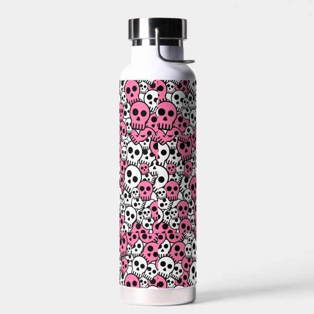 Bouteille D'eau Motif crâne gothique rose Imprimer (Gauche)