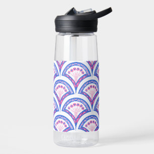 Bouteille D'eau motif damassé floral bleu