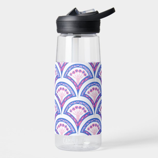 Bouteille D'eau motif damassé floral bleu (Gauche)