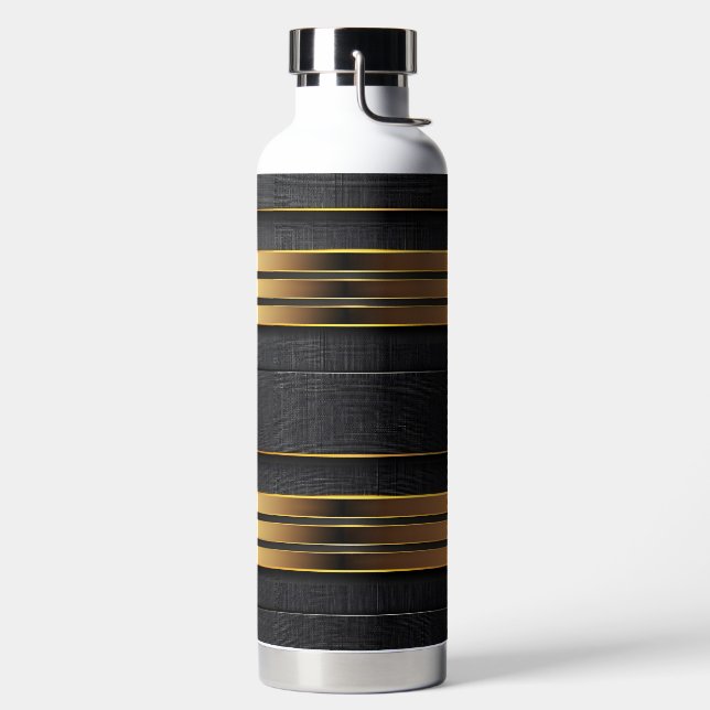 BOUTEILLE D'EAU MOTIF D'APERÇU NOIR ET OR MODERNE (Droite)