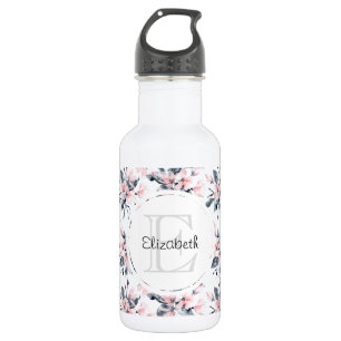 Bouteille D'eau Motif d'aquarelle rose et gris