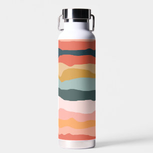 Bouteille D'eau Motif de bande de corail terrestre coloré Abstrait